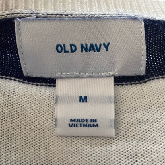 Bundle of 2, Old Navy crewneck sweaters, side slits, blue + blue stripe, Size M - Picture 5 of 11